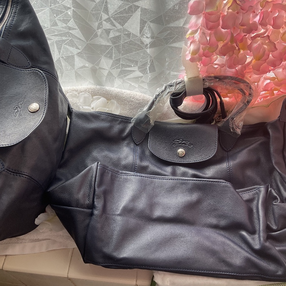 Leather longchamp crossbody handbag